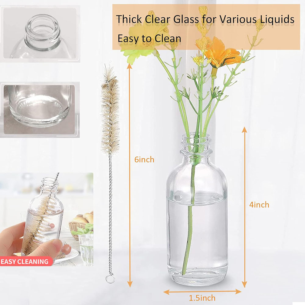 Glazen flessen met doppen, Wellness Shot-flessen Monsterflessen voor Bourbon Whiskey, drank, drank, oliën, tinctuur, hete saus, sap
