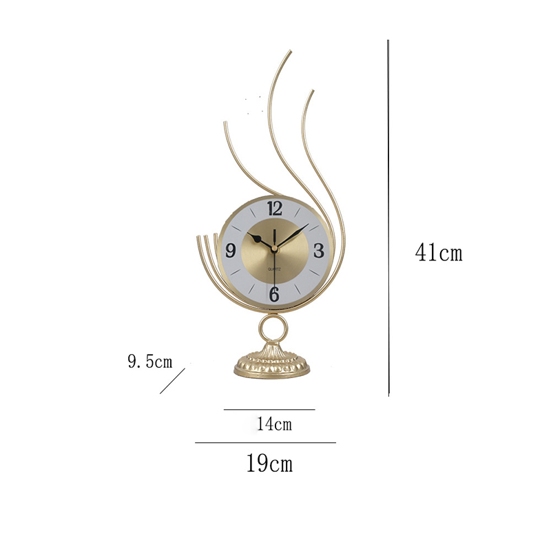 ZGXTM Golden Iron Desktop Clock Desktop Clock Desk Clock Living Room Study Pendulum Clock Desktop Ornament: 003 white