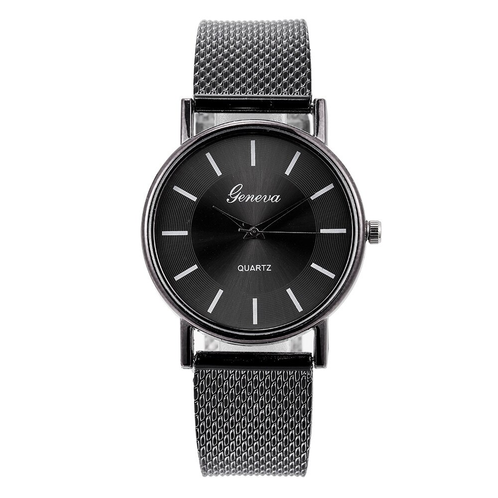 Grossiste nouvelle Montre à Quartz Femme haut de gamme verre bleu vie distingué Montre Femme Simple Montre de Reloj: Black