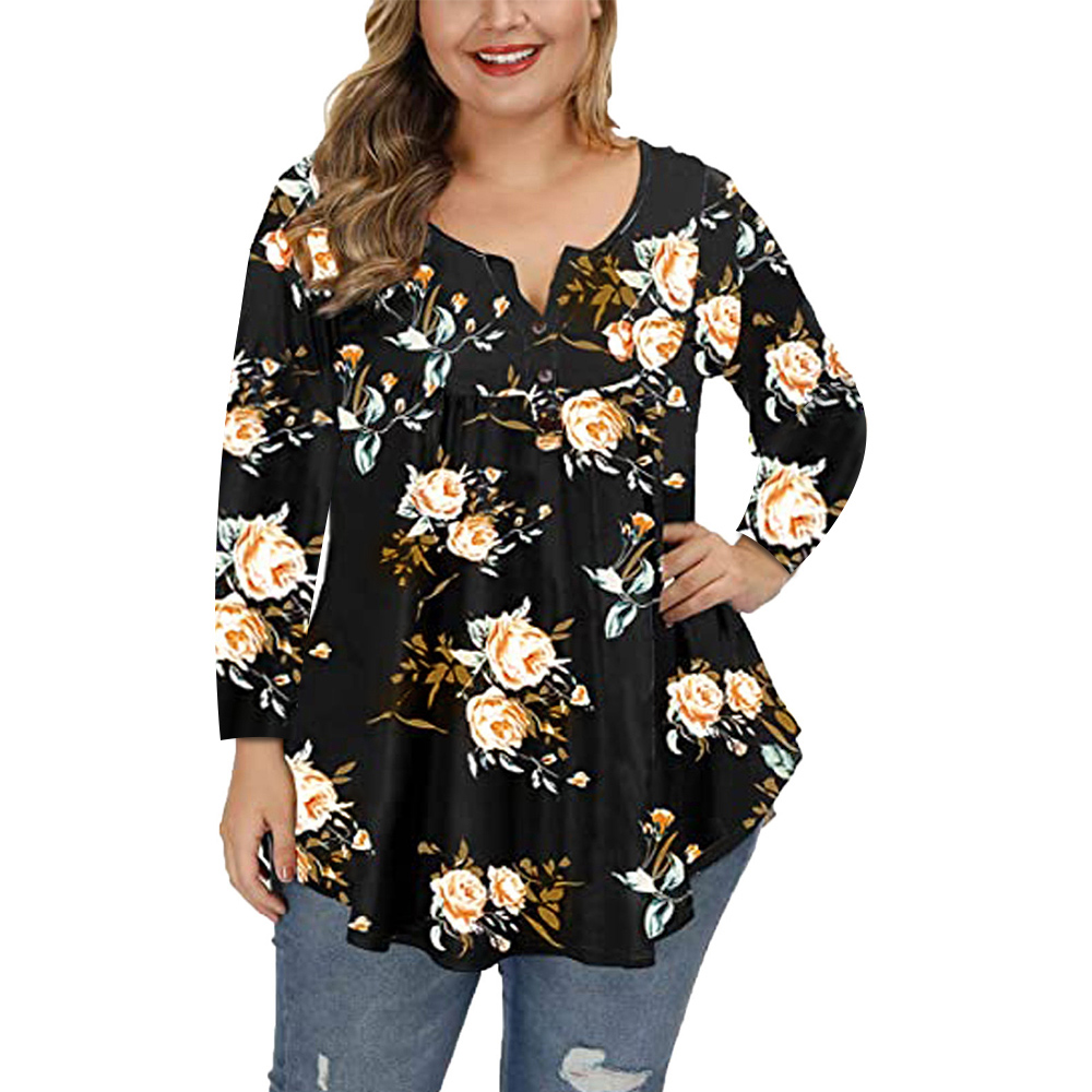5XL Plus Size Women Clothing Plaid Print Long Sleeve Loose Tops Chubby Girls Floral Casual T-shirt Autumn Big size Tees
