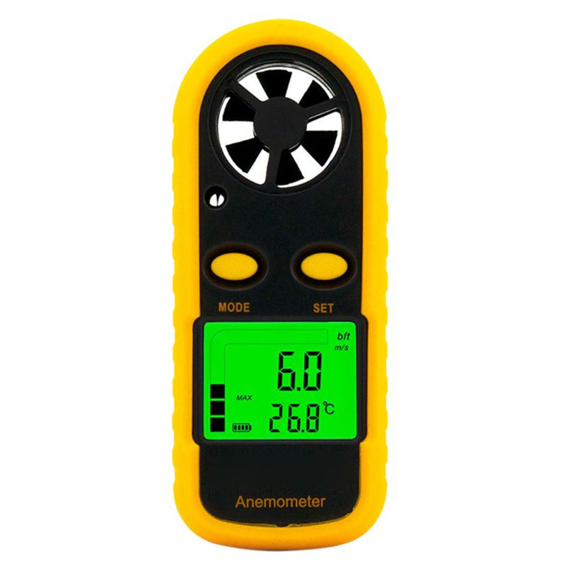 Digital vindmätare 0-30m/ s lufthastighetsmätare temperaturprovare anemometromätare med lcd-bakgrundsbelysning