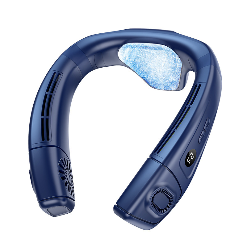 Neuer Halsventilator, bläst kalte Luft, 5200 mAh, batteriebetrieben, wiederaufladbar, tragbar, Kühlgerät, Ventilator, blattloser Ventilator, persönlicher Ventilator für den Außenbereich: Silber