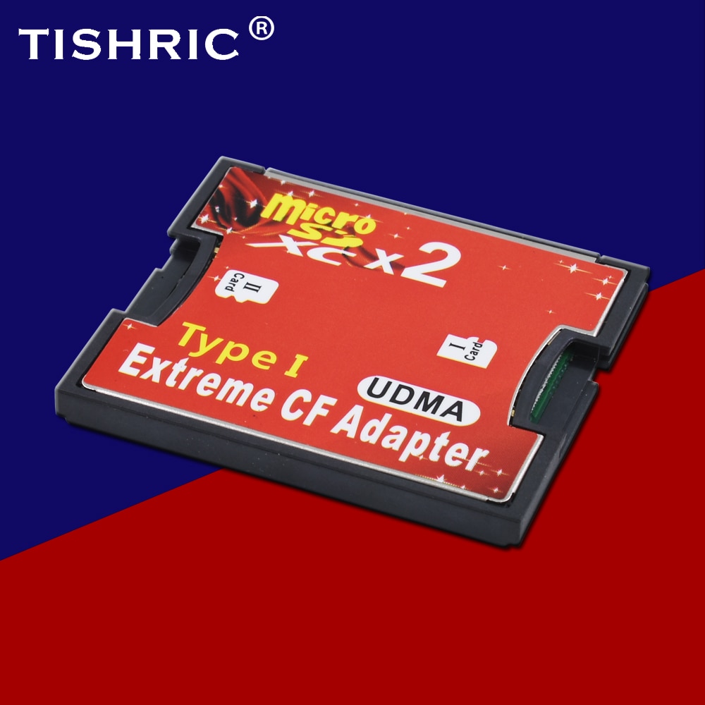 Tishric Dual Micro Sd Tf Naar Cf Adapter Voor Microsd Sdhc Sdxc Compact Flash Type I Geheugenkaart reader Converter