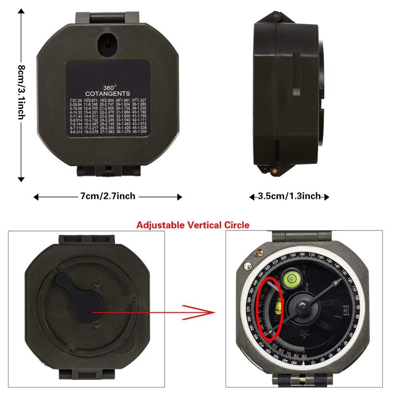 Boussole directionnelle visée compas imperméables et légers avec sac de transport, parfait pour l'orientation Camping voyage randonnée