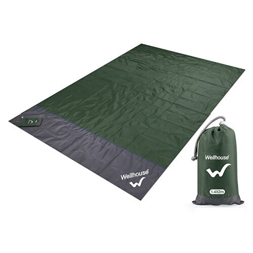Camping Mat Waterproof Portable Picnic Beach Mat Pocket Blanket Outdoor Picnic Ground Mat Mattress Camping Picnic Blanket 1.4*2m: Army Green