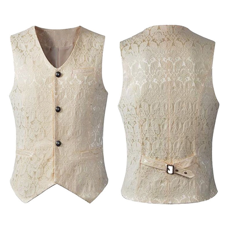 Vuxna män vintage väst väst viktoriansk svart steampunk stil gotisk jacquard svala topp ädel kostym för mäns kavaj kostym