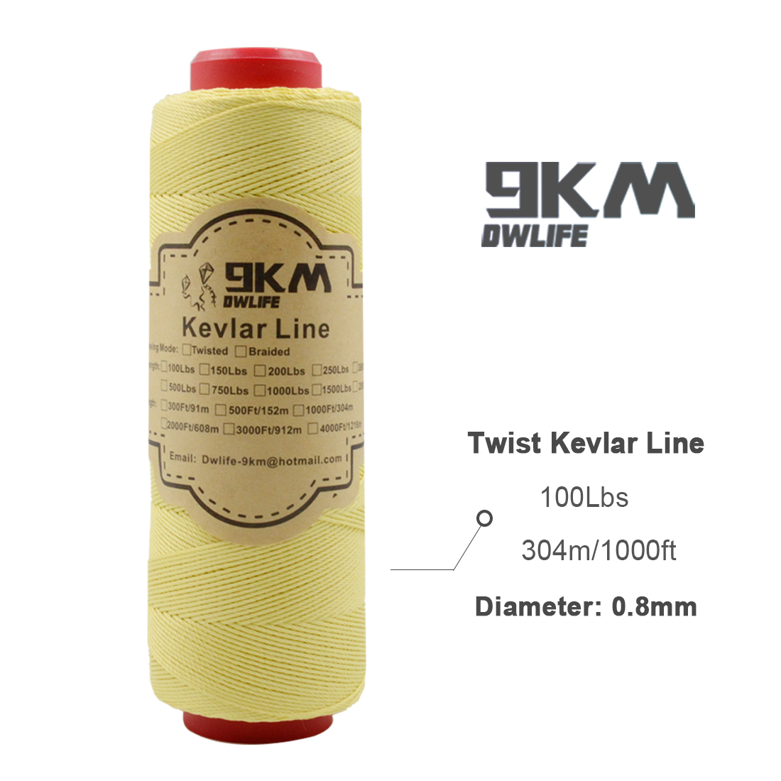 Hilo de Kevlar trenzado para pescar, cuerda refractaria para tienda de senderismo, resistente al corte, 0,6 ~ 0,8mm: 100lb 1000ft 304m
