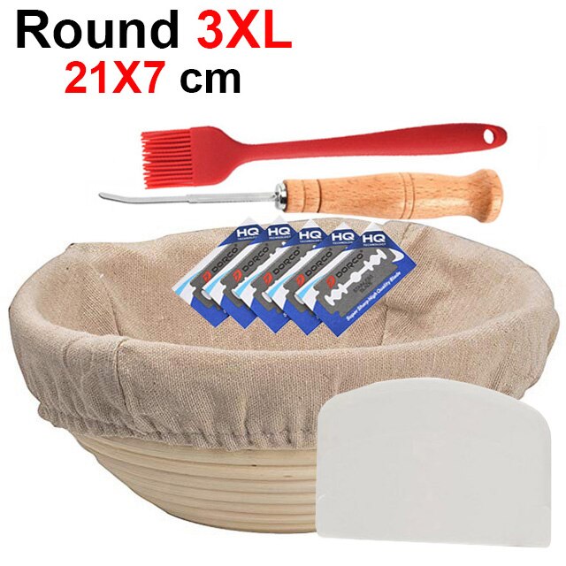 UPORS Natural Bread Proofing Basket Rattan Oval Wicker Sourdough Dough Fermentation Banneton Bread Basket: Round 21X7