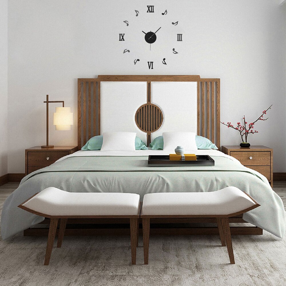 27'' DIY 3D Acrylic Musical Note Wall Clocks Stickers Arrivals Quartz Clock Needles Modern Home Decor Relogio De Parede