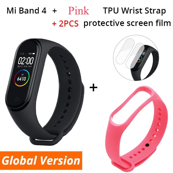 Originale Xiao mi mi fascia 4 Globale versione Di Smart braccialetto 3 Di colore schermo AMOLED mi FASCIA 4 Fitness Traker Bluetooth smartband: GL n Pink Starp