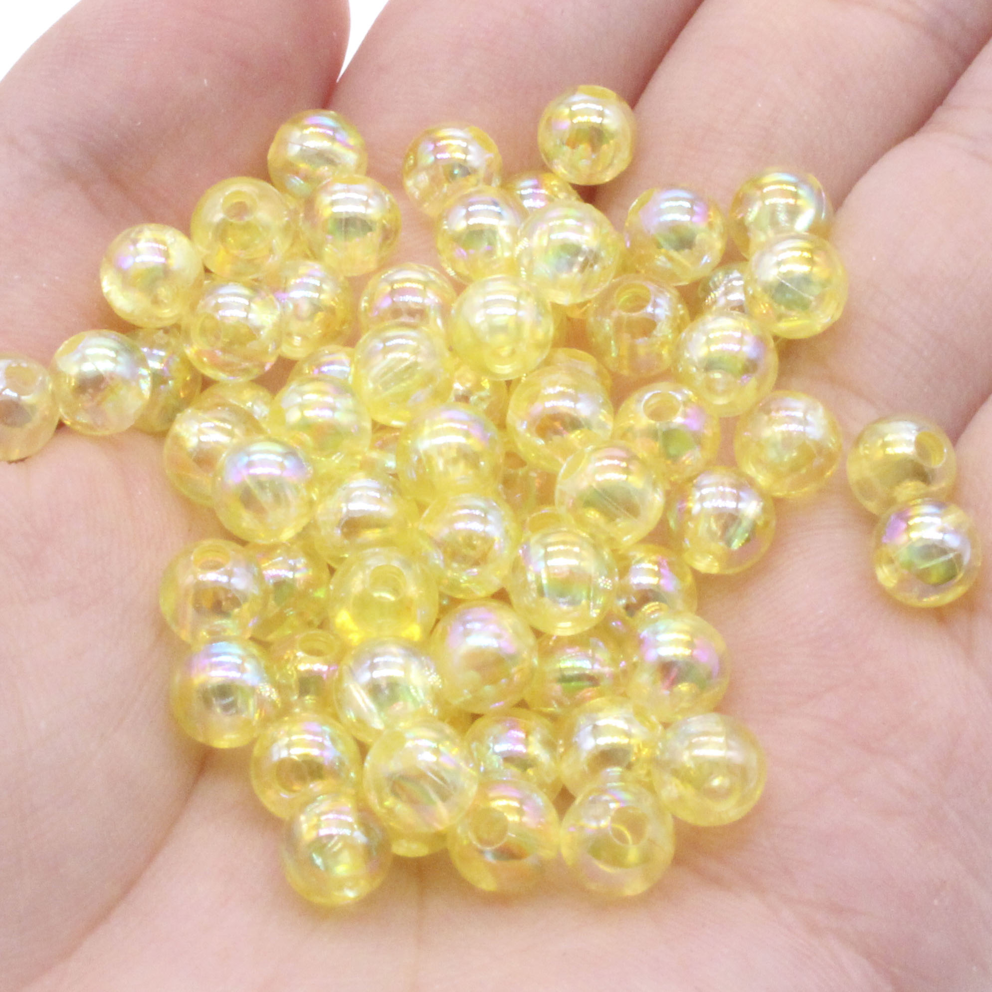 CHONGAI 6mm Light Purp Transparent AB Acrylic Round Ball Spacer Beads For Jewelry Making DIY Jewelry Accessories For Handicrafts: YELLOW