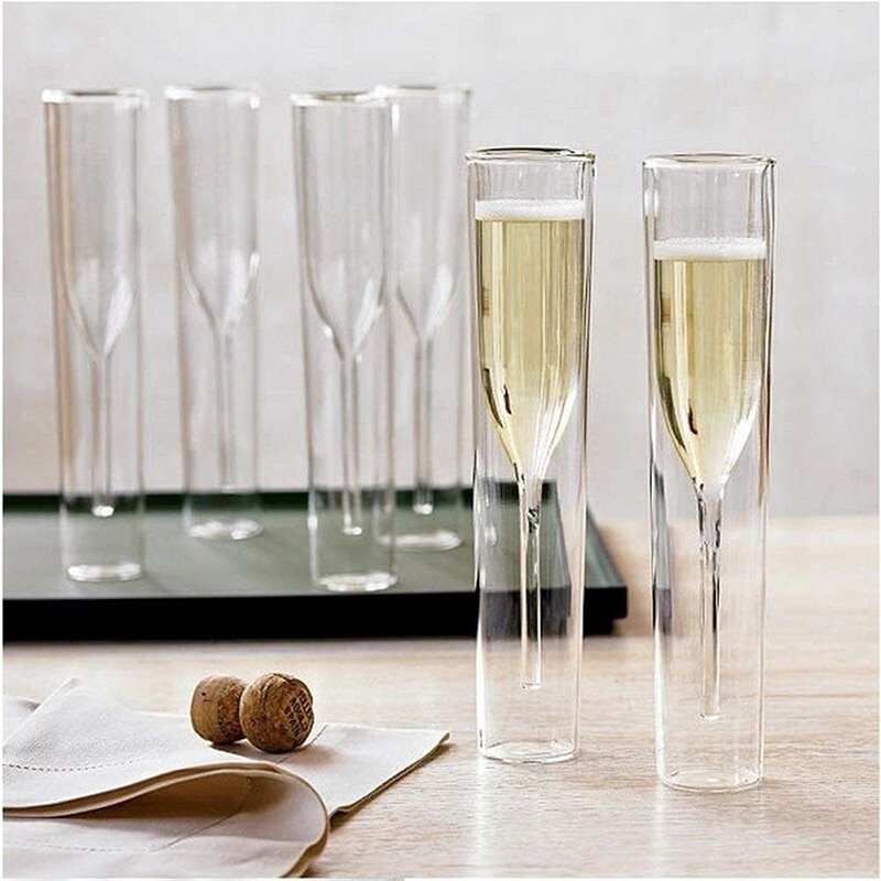 Vinglas champagneglas dubbelväggglas flöjter bägare bubbel vintulpan cocktailkopp bröllopsdrink