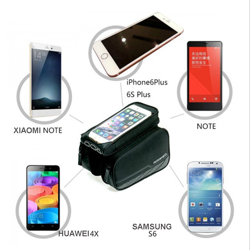ACEXPNM MTB Fiets Frame Voor Bag Head Top Tube Dubbele Pouch Touch Fietsen Pannier Voor 5.8/6 inch Smartphone Touch Screen