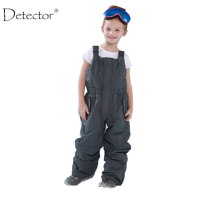 Detector children outdoor padded trousers boys and girls winter skiing pants overall jumpsuit strap romper girl bib 92-134