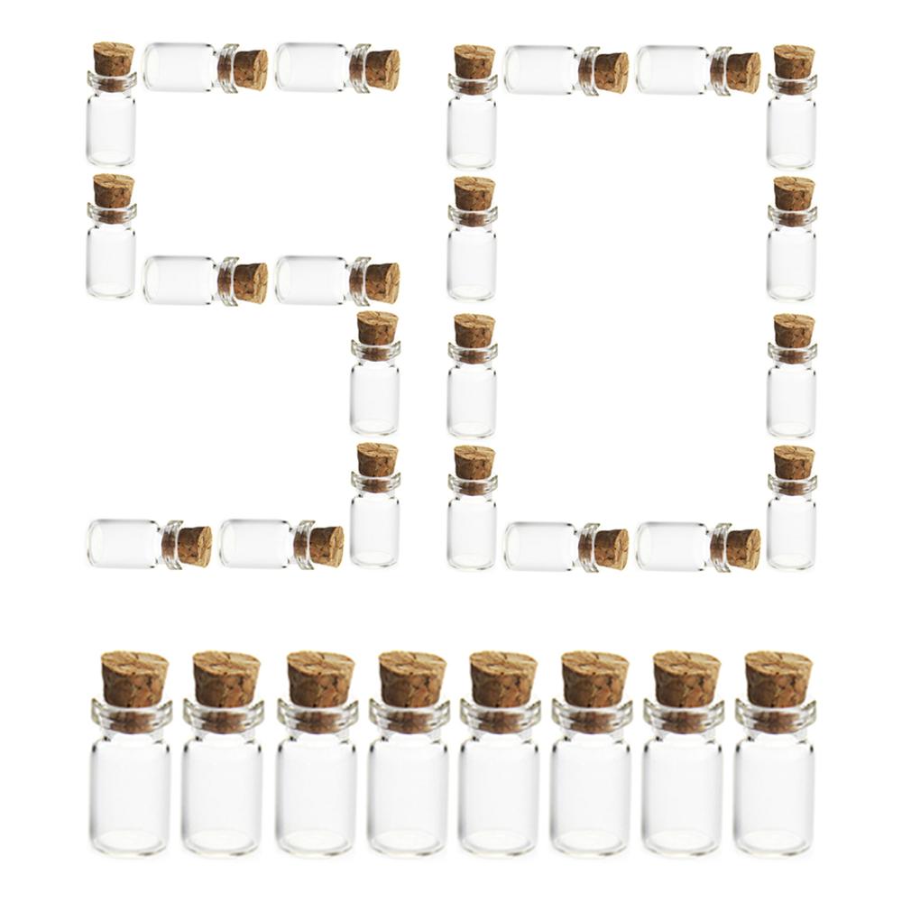 Hipsteen 50 Stuks 12*24Mm 1.5Ml Mini Glazen Flessen Lege Sample Potjes Met Kurk Voor Diy craft Decoratie-Transparant