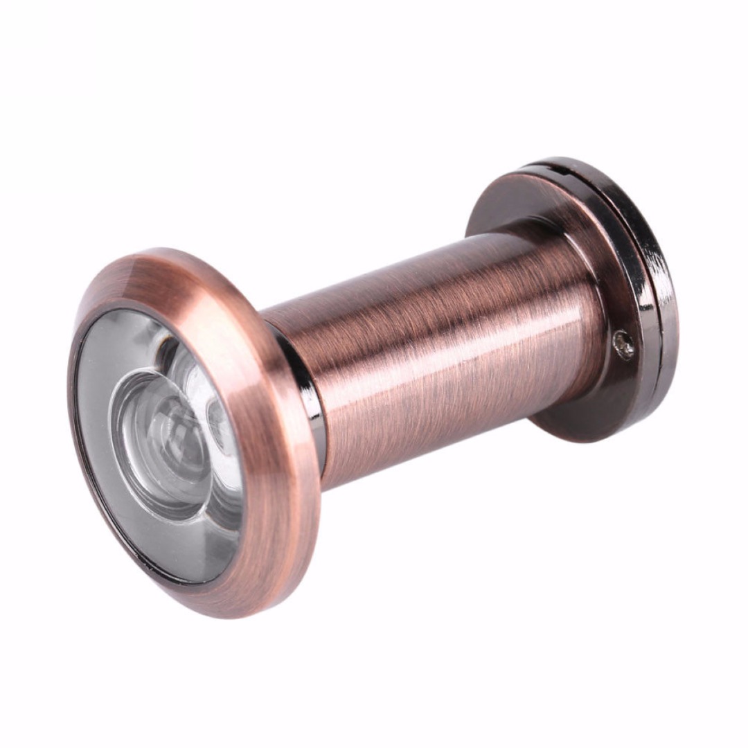 200 grados amplio ángulo de visión mirilla puerta de seguridad los espectadores agujero oculto mirilla ajustable de la lente de cristal de las herramientas de Hardware: Red Bronze