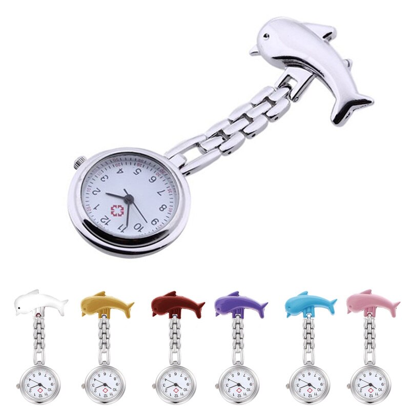 Neue Kommen frauen Delfine Quarz Krankenschwestern Uhr Legierung Taschenuhr Smiley Krankenschwester Tabelle Uhren ~ LXH