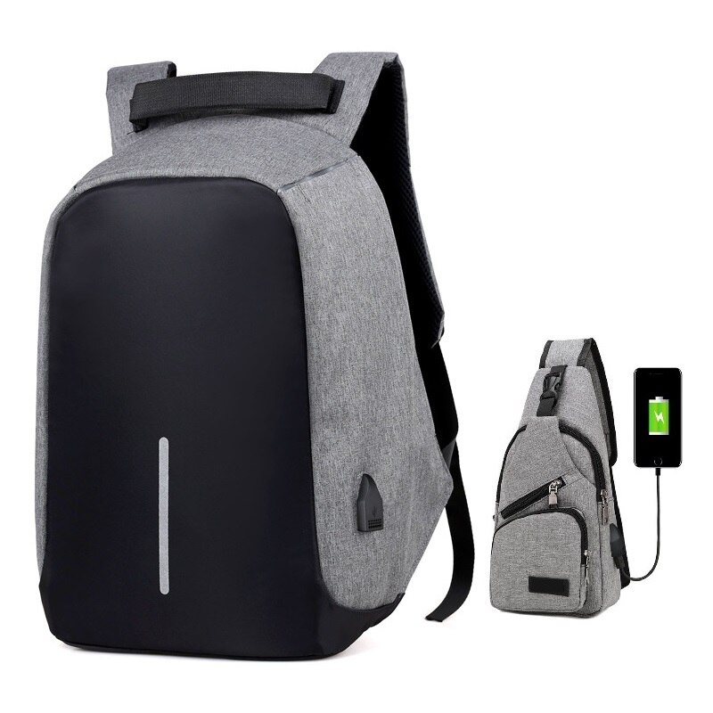 Adolescente zaini laptop Anti-furto smart zaino da viaggio Degli Studenti sacchetti di scuola mochila gris mujer Donne Degli Uomini USB Sacchetto di Ricarica: Set 11