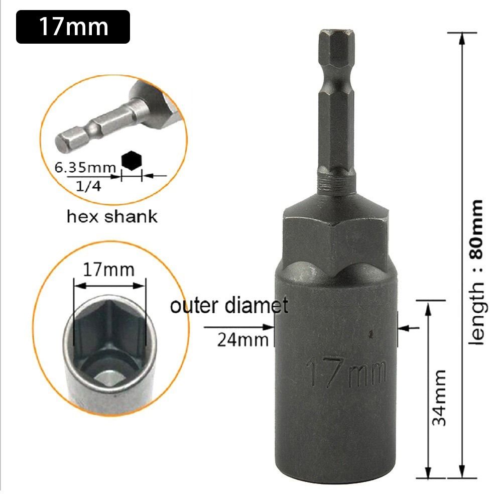 1Pcs Drive Socket Hex Socket Magnetic Nut Screwdriver 1/4" Hex Key Drill Bit Adapter 80mm Length Pneumatic Tool Accessory: WHITE