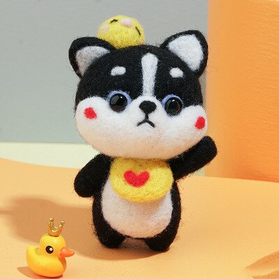 DIY Needle Felting Kit Needle Crafts Wool Felting Animals Kit DIY Handmade Non Finished Dog Handcraft with Needle Tool: No.6