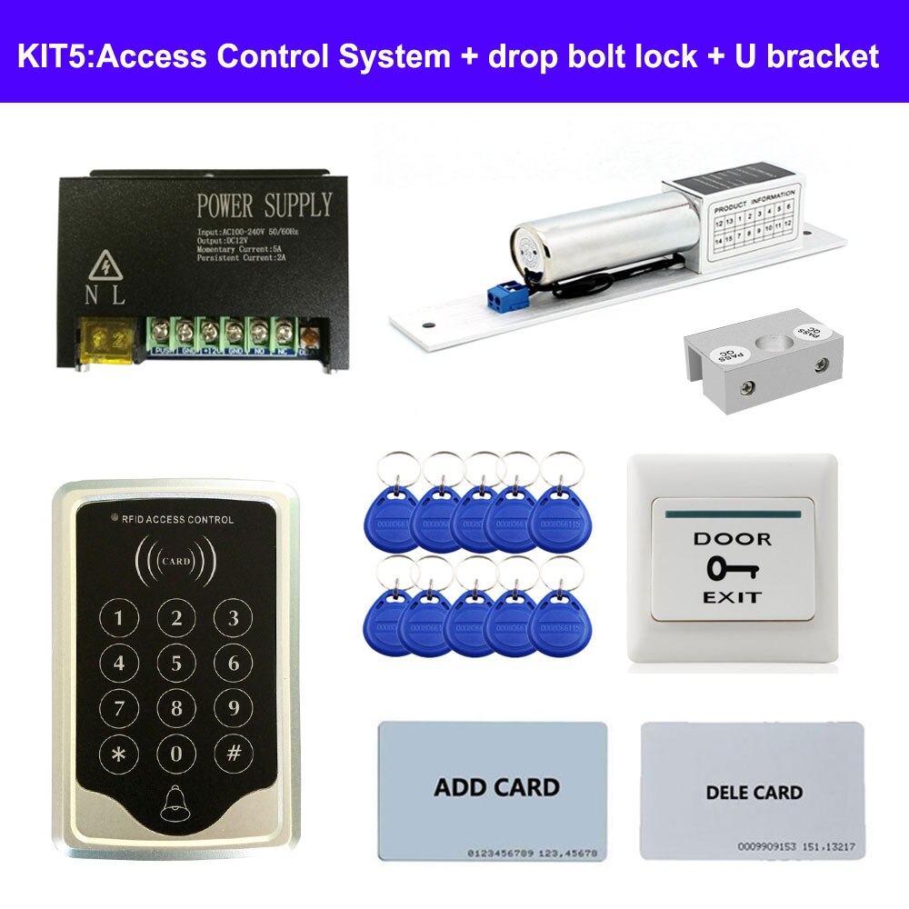 Access Control System DIY Kit + RFID ID keypad standalone controller + Power Supply +exit button + lock for various doors: KIT5