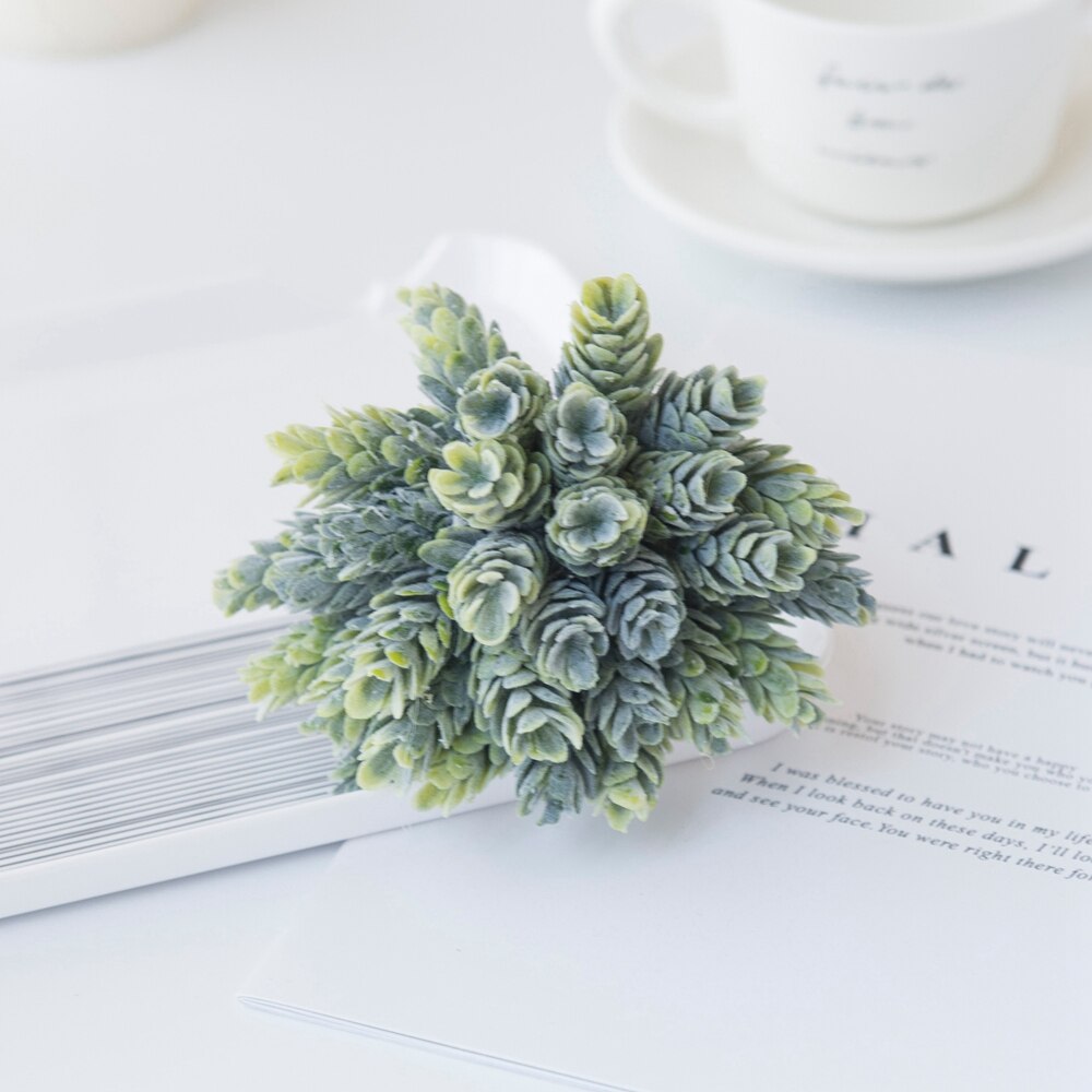 6 Stuks/Bundel Ananas Gras Plastic Kunstbloemen Diy Bonbondoos Vazen Voor Home Decor Tafel Bruiloft Bridal boeket: green