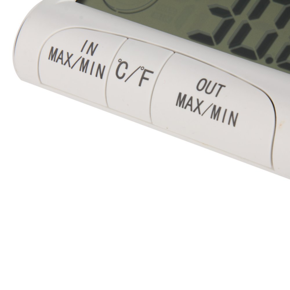 Billigste lcd digital termometer hygrometer fugtmåler og ledningsført temperatur med ekstern sensor hvid