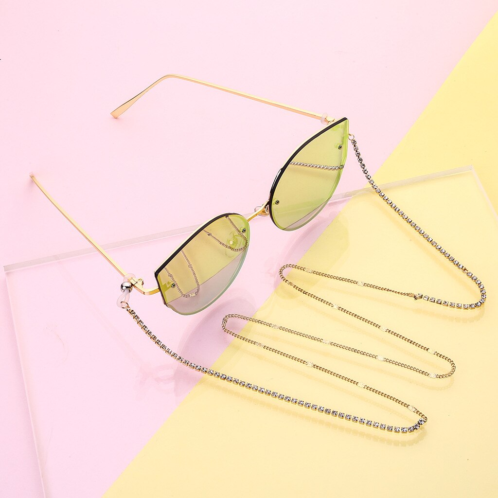 femmes lien chaîne perle perles lunettes chaînes Silicone lunettes cordon cristal lunettes de soleil collier bande accessoires