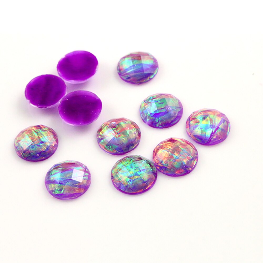 40pcs 12mm Mix Colors Tangent plane Built-in metal foil Flat back Resin Cabochons Cameo: Z5-18