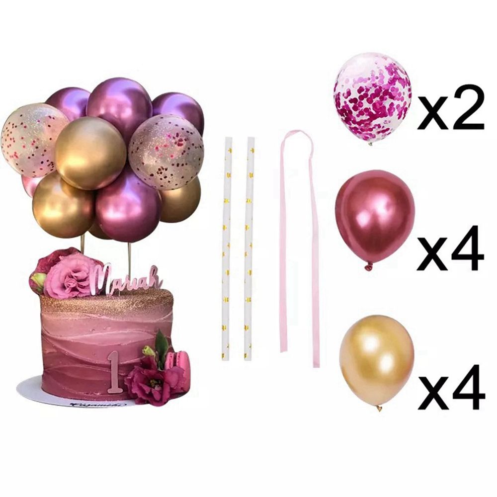10Pcs Balloon Cake Topper 5Inch Confetti Balloon Mini Balloon Garland Cake Topper Girl Birthday Bridal Shower Party Decorations: 4