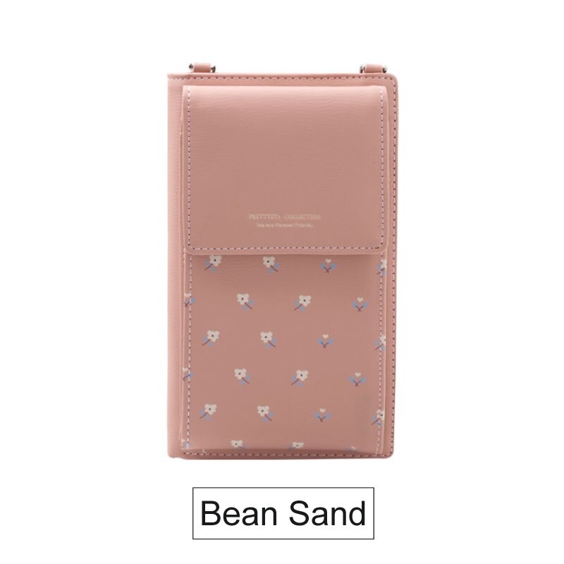 Women Casual Wallet Brand Cell Phone Wallet Big Card Holders Wallet Handbag Purse Clutch Messenger Shoulder Straps Bag: Style 1 Bean Sand