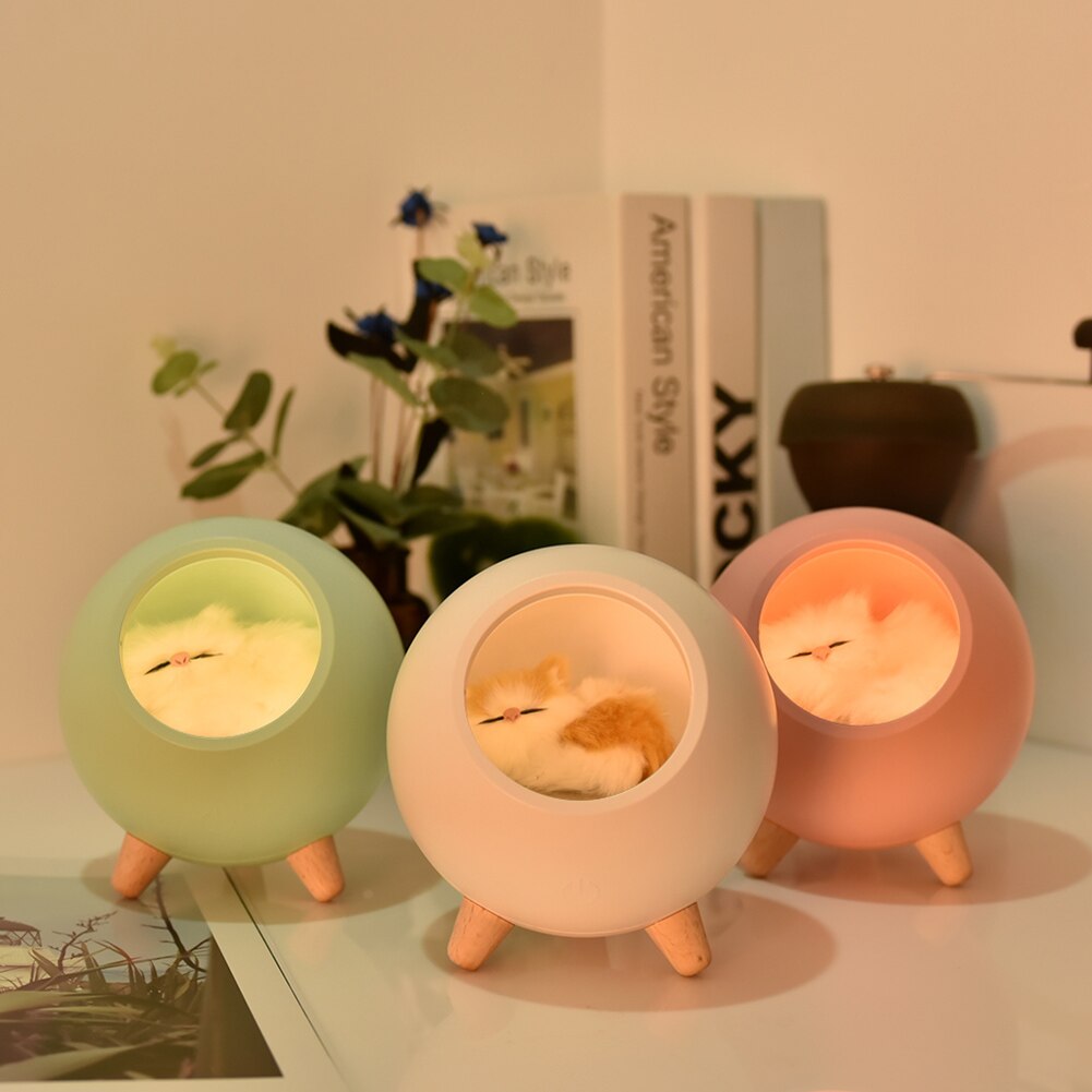 House Touch oscuramento simpatico gattino luce notturna per bambini camera da letto per bambini comodino lampada di ricarica regalo creativo gatti atmosfera domestica Decor