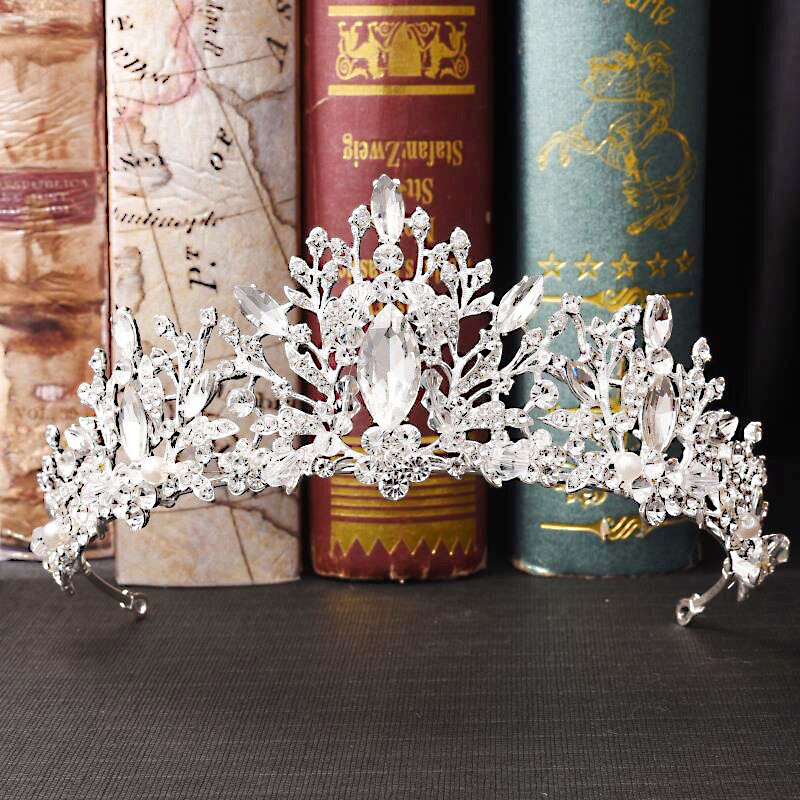 FORSEVEN Zircone Strass tiara e corona Collana Orecchini impostato Da Sposa Accessori per Capelli Da Sposa Gioielli impostato Regali per Le Donne