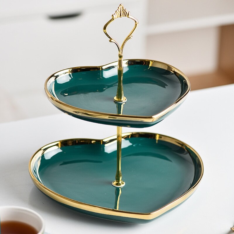 2 Tier Ceramic Cake Stand,Dessert Stand,Cupcake Stand,Tea Party Pastry Serving Platter,Food Display Stand for Tea/Coffee