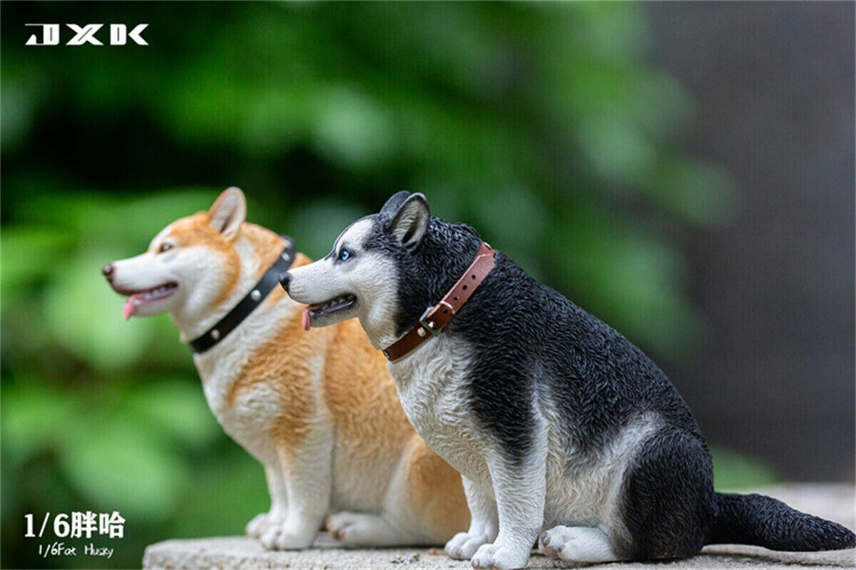 IN STOCK! JXK 1/6 Fat Husky Model Animal Cute Healing Dog 2022 Resin Action Figure Funny Collector Decoration Kids Toy