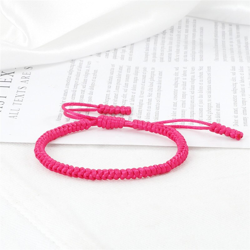 Femmes rouge chanceux Bracelets & Bracelets breloque à la main Simple noeuds corde réglable tressé Bracelet amitié bijoux de