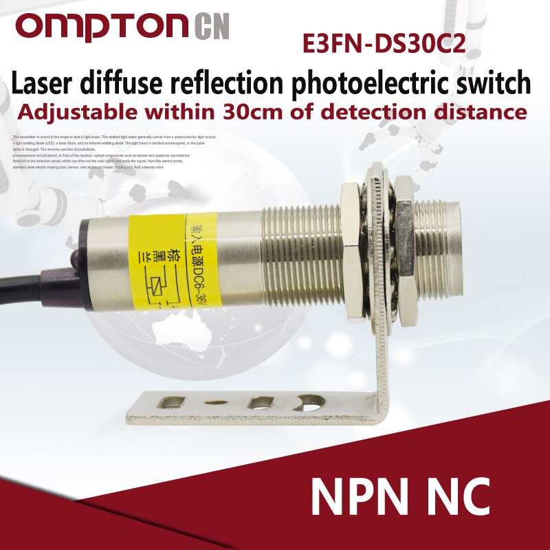 E3FN-DS30C2 NPN NCInfrared diffuse reflection photoelectric switch Detection distanc 0-30cm (adjustable detection range 10-40cm)