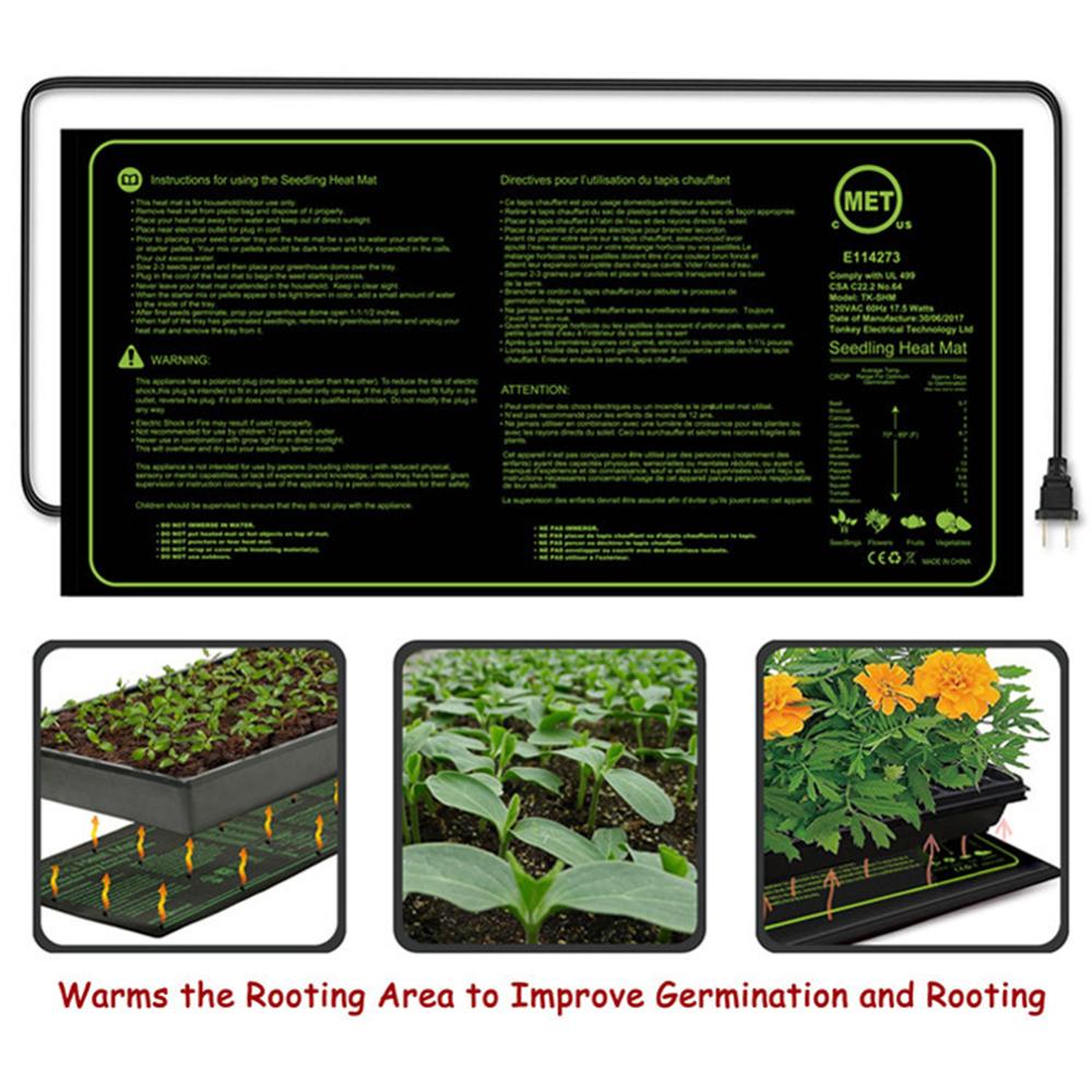 Us/Eu/Uk Zaailing Verwarming Mat Waterdicht Plantaardige Zaadkieming Voortplanting Kloon Starter Pad Starter Warm Pad 20x10in 20x20in