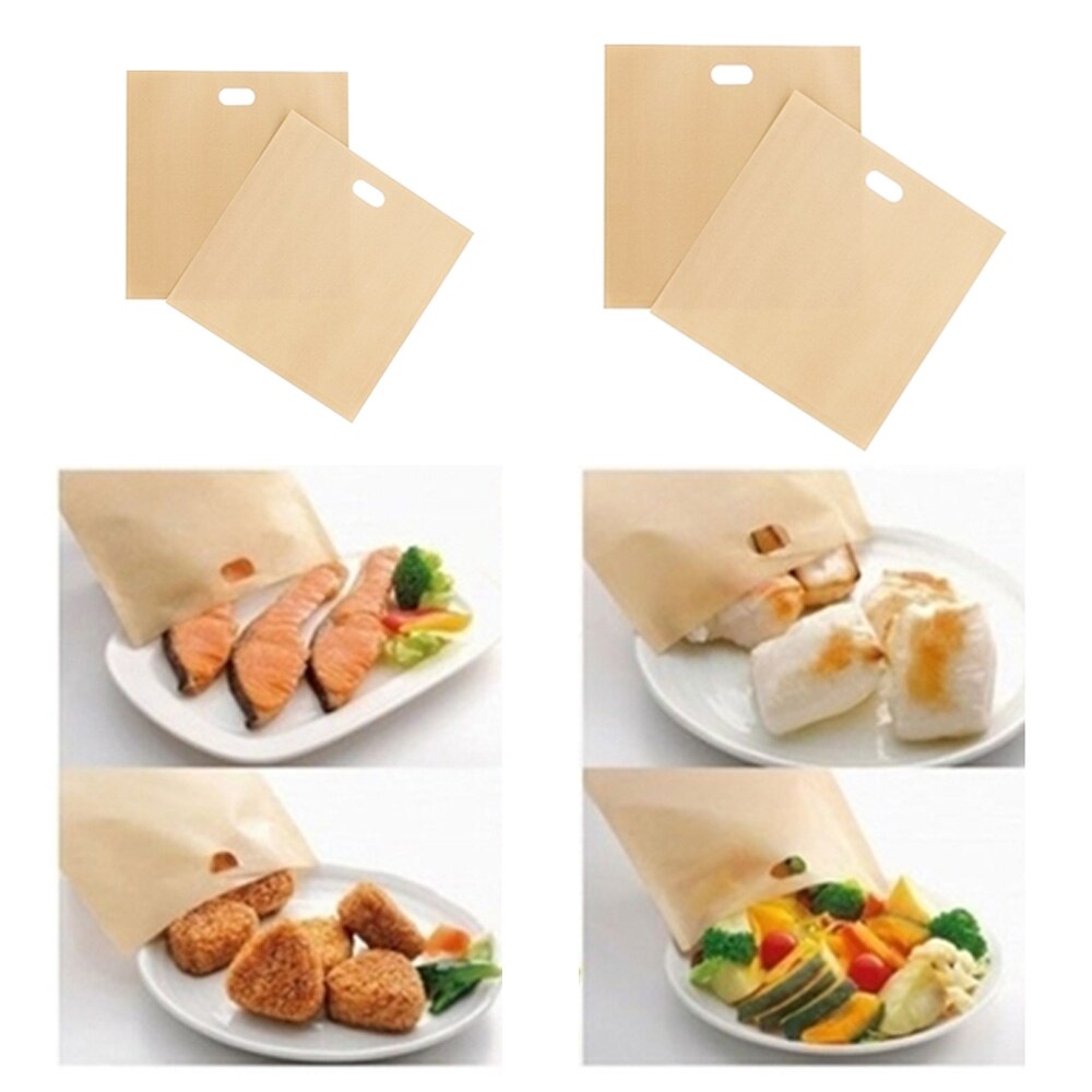10PCS Toast Pocket Bag Non-Stick Reusable Toaster Sandwich Baking Pouch Kitchen PTFE Toast Bag Non-stick Microwave Bag