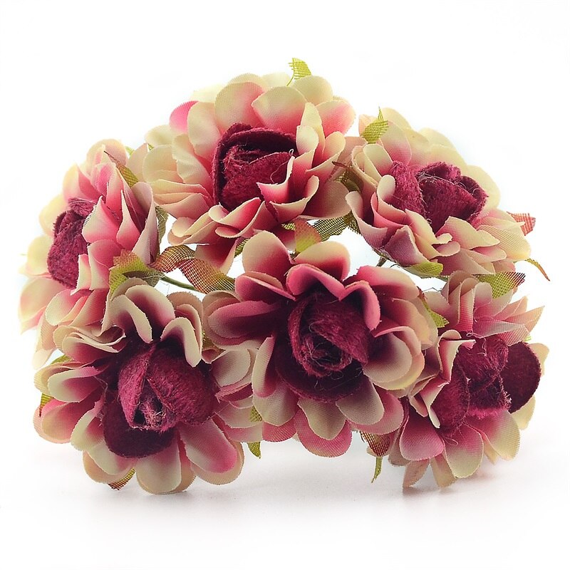 Bouquet de pavot en imitation soie artificielle, 6 pièces, bon marché, décoration de mariage, de noël à domicile, couronne à faire soi-même, application artisanale: Rose red