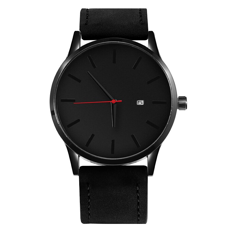 Herreure mænd sport sorte ure læderbånd auto dato kvarts armbåndsure pris reloj hombre: Sort sort