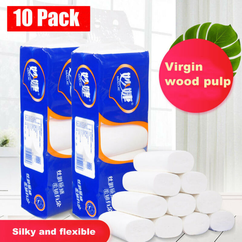 10 Rolls Toilet Paper Bulk Rolls Bath Tissue Bathroom White Soft 3 Ply Tool AU