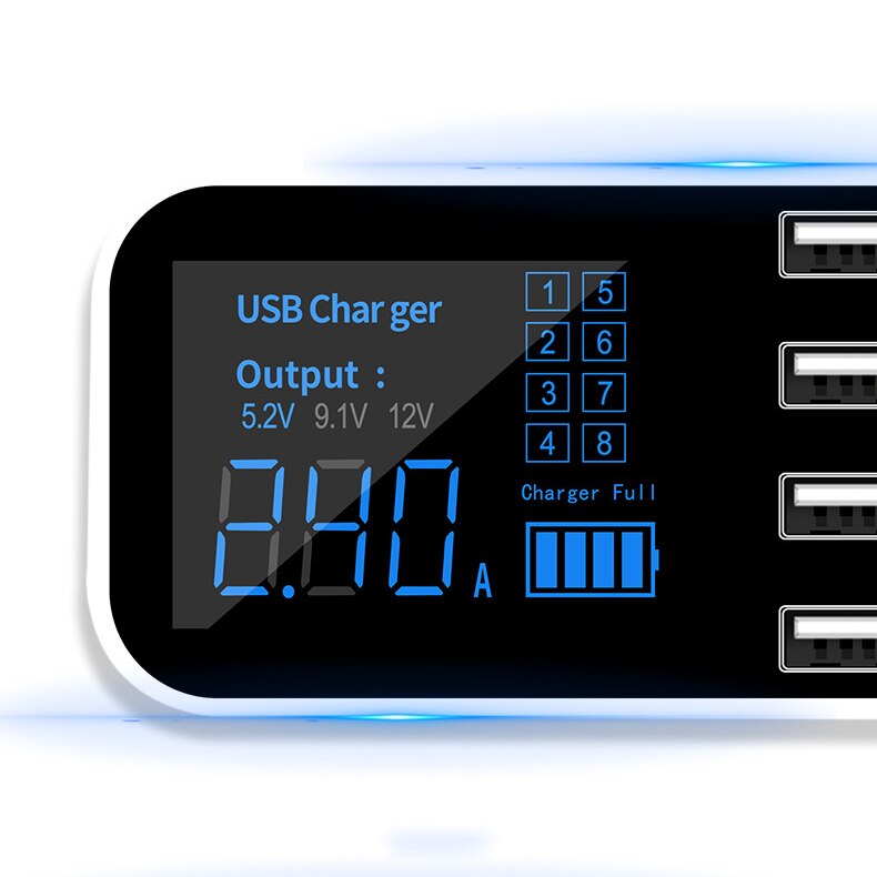 8 Ports QI Wireless Fast Charger Quick Charge Station Led Display Mobile Phone Wall Usb Charger For Iphone 6 7 8 7plus X