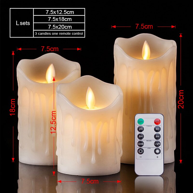 Lellen Ivory Flickering LED Candles with Remote control scented bougie battery operated Candles Electric home Wedding Decoration: L sets with remote