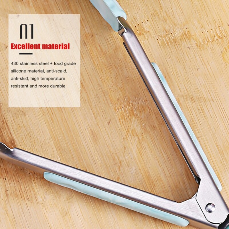 Kitchen Food Clip 2PCS/Set Bread Doughnut Clip Stainless Steel Silicone Pointed Forceps Barbecue Clip 12 /9 Inches