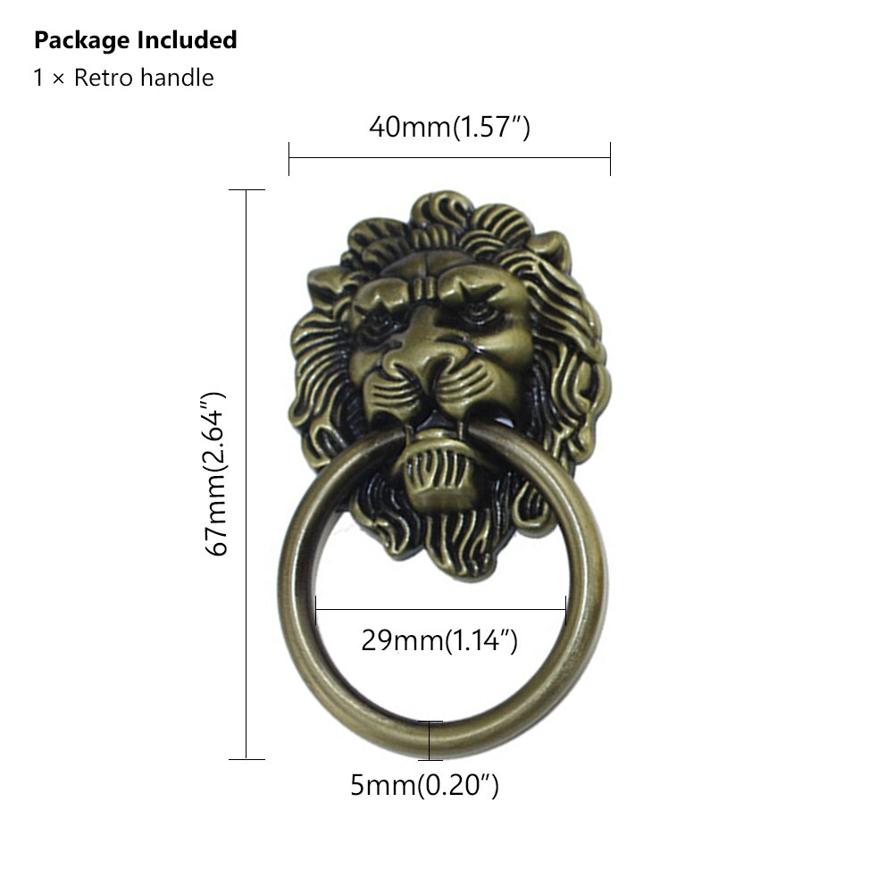 Vintage Dragon Dresser Drawer Knobs Head Lion Head Drawer Cabinet Door Pull Handle Ring Hardware Retro Dragon furniture handles: 03