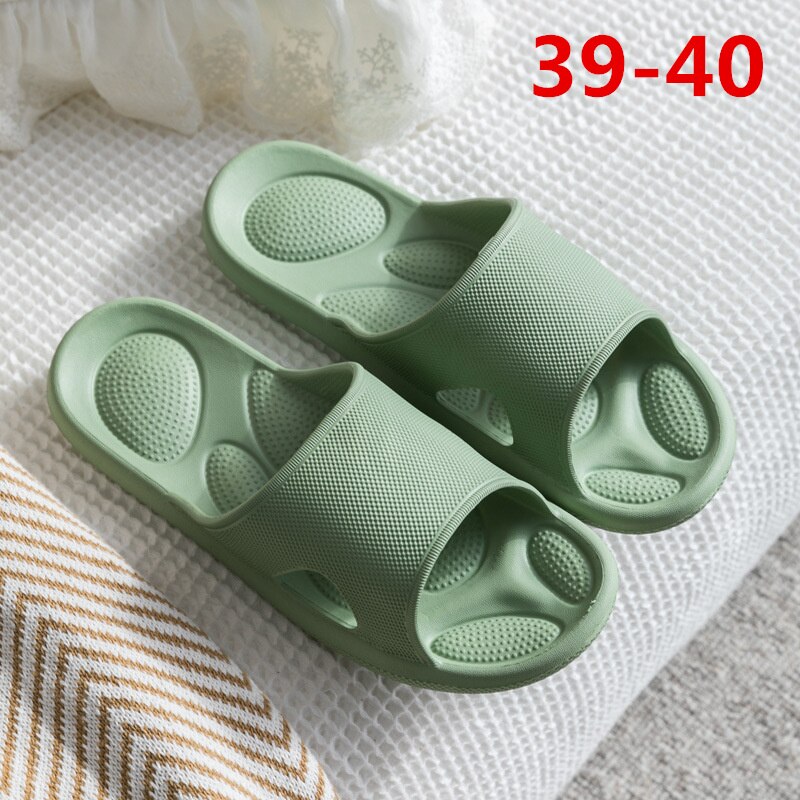 Xiaomi Women's Home Massage Slippers Female Summer Slides Indoor Bathroom Non-slip Flip Flop Sandals Men Soft Sole Soft Shoes: Green 39-40