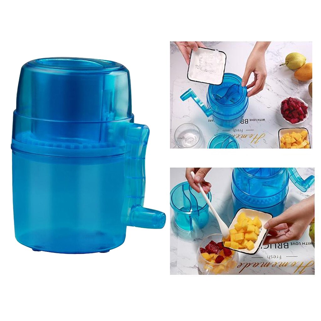 Portable Small Hand-Cranking Ice Breaker Mini Household Shaved Ice Maker Blue