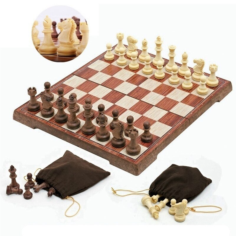 Tablero magnético, juego de ajedrez portátil de viaje, tablero de ajedrez plegado, juego de ajedrez magnético Internacional, juego de ajedrez de S