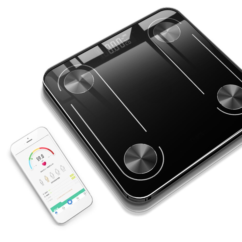 Smart Bluetooth Scale Floor Body Weight Scale USB Charging Tempered Glass Body Fat BMI Weighing Scales
